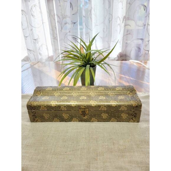 Antique Necktie Box, Victorian Floral, Lined Hinged, Vintage Dresser Catchall - Picture 1 of 10